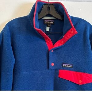 Patagonia Mens Blue Synchilla Long Sleeve - Snap Fleece Pullover Size M